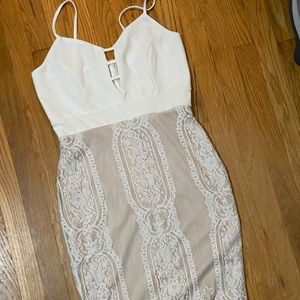 White and Nude Lace Dress